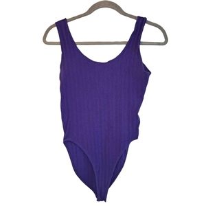Betty Blue Ribbed Sleeveless Bodysuit Size Large